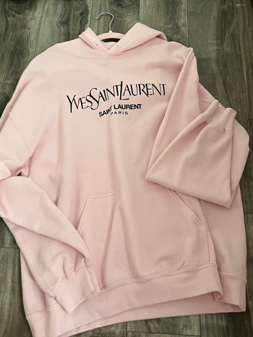 Yves Saint Laurent Light Pink Hoodie with Black Logo